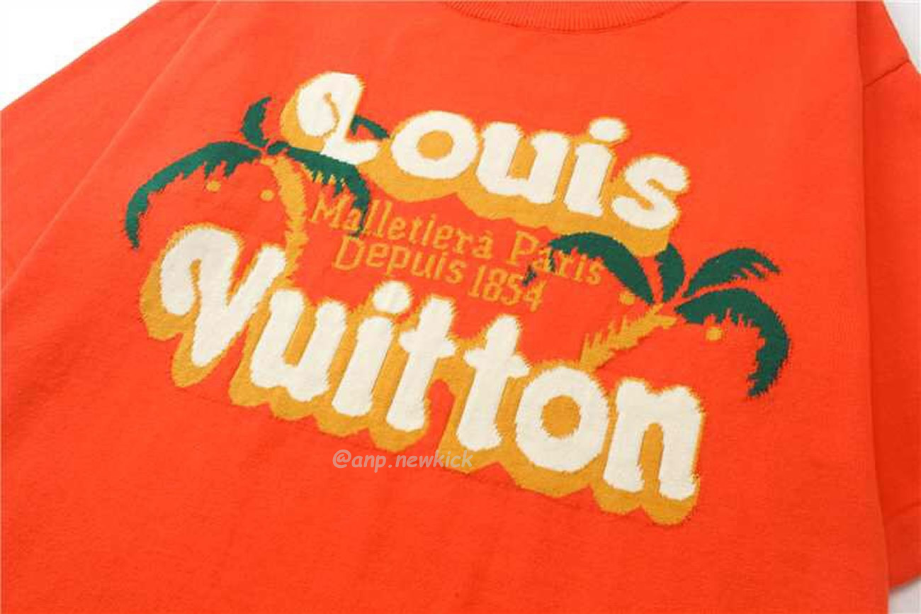 Louis Vuitton Short Sleeved Cotton Crewneck Orange Fw24 (2) - newkick.app